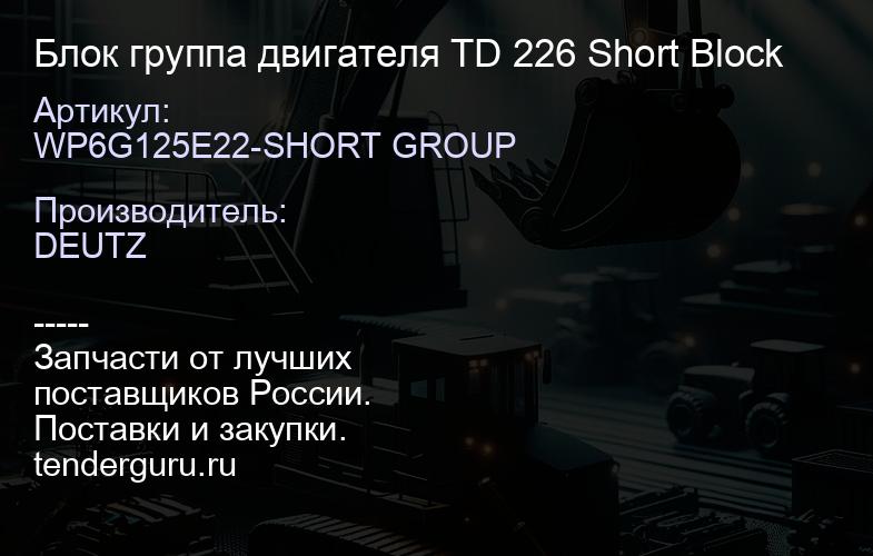 WP6G125E22-SHORT GROUP Блок группа двигателя TD 226 Short Block | купить запчасти